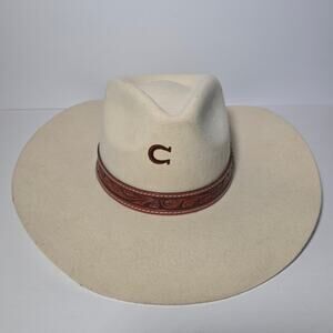 Charlie 1 Horse White Sands Wool Felt Rancher Beige Sz Small CWWTSN Silver